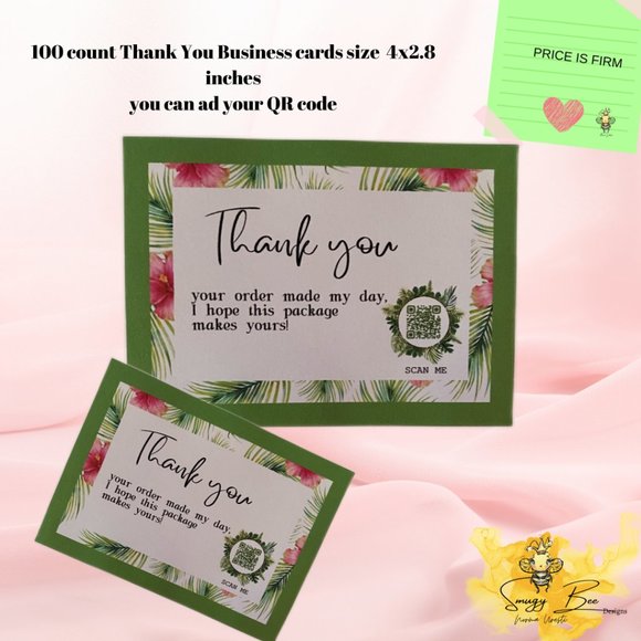 100 count Thank You Business Cards with Qr Code - Picture 2 of 12